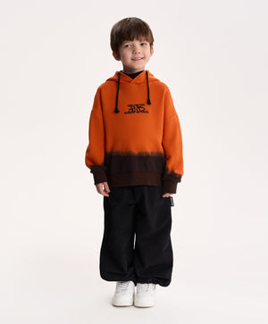 Gulliver Orange Hoodie with Built-In Knitted Balaclava and Gradient Effect for Boy Mini-Writer