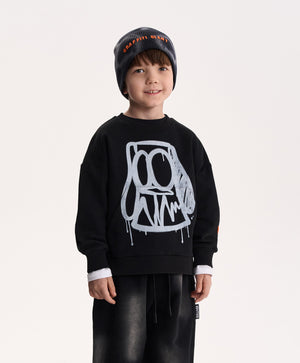 Gulliver Black Sweatshirt with Graffiti Print for Boy Mini-Writer