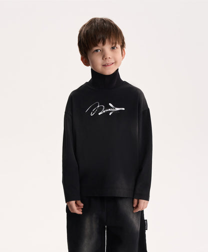 Gulliver Black Knitted Turtleneck with Distressed Details for Boy Mini-Writer