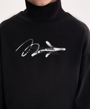 Gulliver Black Knitted Turtleneck with Distressed Details for Boy Mini-Writer