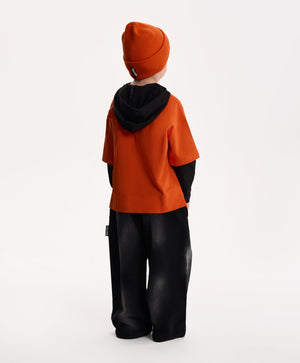 Gulliver Black Fleece Wide-Leg Pants with Distressed Details for Boy Mini-Writer