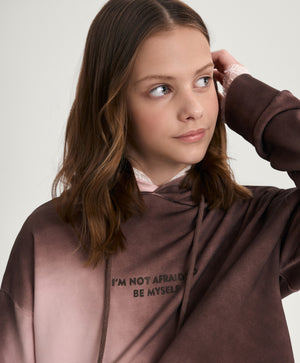 Gulliver Brown Cropped Hoodie with Gradient Effect and Print for Girl Junior-Rhapsody