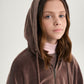 Gulliver Brown Velour Sweatshirt with Distressed Details for Girl Junior-Rhapsody