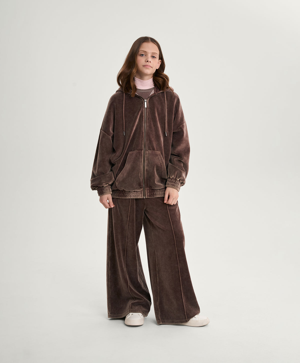 Gulliver Brown Velour Sweatshirt with Distressed Details for Girl Junior-Rhapsody