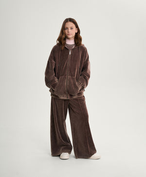 Gulliver Brown Velour Sweatshirt with Distressed Details for Girl Junior-Rhapsody