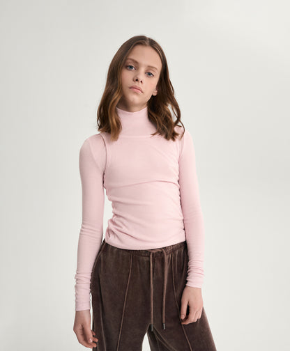 Gulliver Pink Knitted Turtleneck with Double-Layer Effect for Girl Junior-Rhapsody