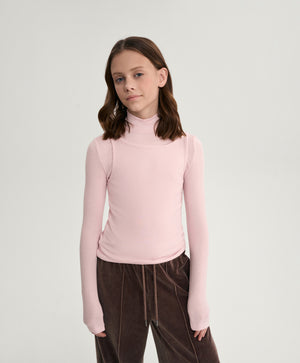 Gulliver Pink Knitted Turtleneck with Double-Layer Effect for Girl Junior-Rhapsody