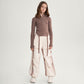 Gulliver Brown Cropped Knitted Turtleneck with Shaped Hem and Cords for Girl Junior-Rhapsody