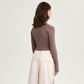 Gulliver Brown Cropped Knitted Turtleneck with Shaped Hem and Cords for Girl Junior-Rhapsody