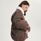 Gulliver Brown Insulated Bomber Jacket with Distressed Details and Removable Sherpa Collar for Girl Junior-Rhapsody