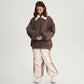 Gulliver Brown Insulated Bomber Jacket with Distressed Details and Removable Sherpa Collar for Girl Junior-Rhapsody