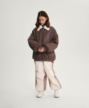 Gulliver Brown Insulated Bomber Jacket with Distressed Details and Removable Sherpa Collar for Girl Junior-Rhapsody