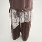 Gulliver Brown and Milk Dress with Distressed Effect and Lace for Girl Junior-Rhapsody