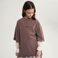 Gulliver Brown and Milk Dress with Distressed Effect and Lace for Girl Junior-Rhapsody