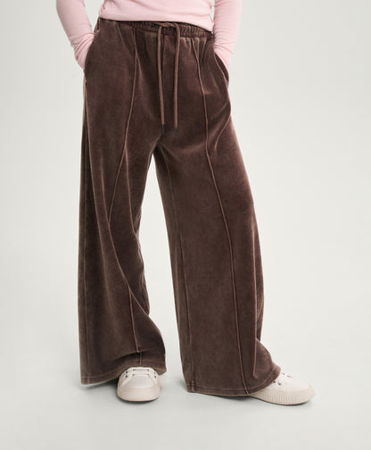 Gulliver Brown Velour Wide-Leg Pants with Distressed Details for Girl Junior-Rhapsody