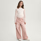 Gulliver Girls’ Pink Wide-Leg Straight Jeans with Distressed Effect for Girl Junior-Rhapsody