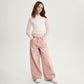 Gulliver Girls’ Pink Wide-Leg Straight Jeans with Distressed Effect for Girl Junior-Rhapsody