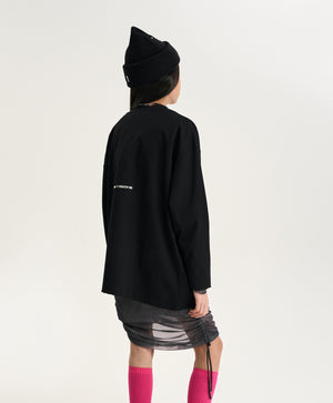 Gulliver Black Long-Sleeve Top with Original Decorative Detail for Girl Junior-Metallic