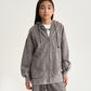 Gulliver Light Gray Washed Zip-Up Sweatshirt for Girl Junior-Metallic