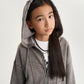 Gulliver Light Gray Washed Zip-Up Sweatshirt for Girl Junior-Metallic