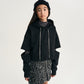 Gulliver Black Cropped Hoodie with Sleeve Slits for Girl Junior-Metallic