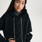 Gulliver Black Cropped Hoodie with Sleeve Slits for Girl Junior-Metallic