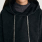 Gulliver Black Cropped Hoodie with Sleeve Slits for Girl Junior-Metallic
