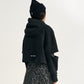 Gulliver Black Cropped Hoodie with Sleeve Slits for Girl Junior-Metallic