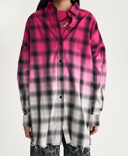 Gulliver Fuchsia Gradient Plaid Shirt Girl Junior-Metallic