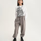 Gulliver Light Gray Jogger Pants with Distressed Details and Piercing for Girl Junior-Metallic