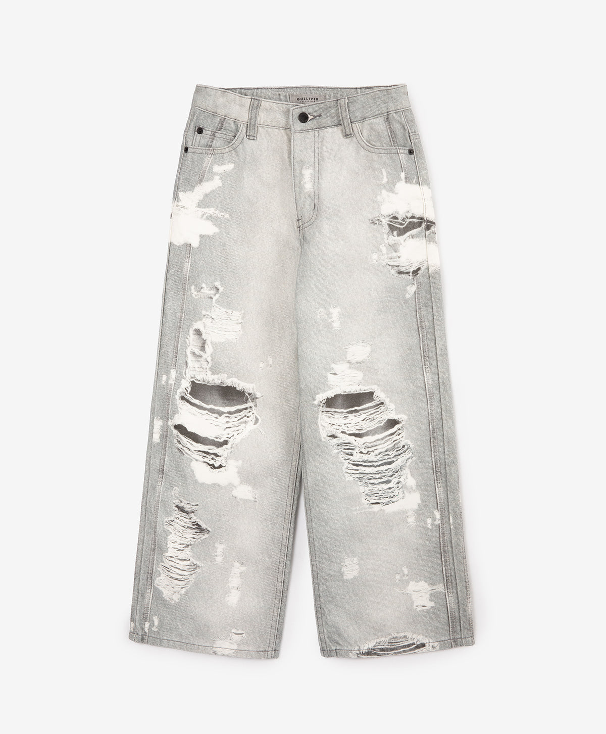 Gulliver Light Gray Mid-Rise Palazzo Jeans with 3D Print for Girl Junior-Metallic