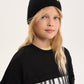 Gulliver Black Cropped Long-Sleeve Top with Original Decor for Girl Junior- Imba