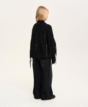 Gulliver Black Sweater with Decorative Drawstrings for Girl Junior- Imba
