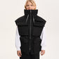 Gulliver Black Insulated Raincoat Vest with Cargo Pockets for Girl Junior- Imba