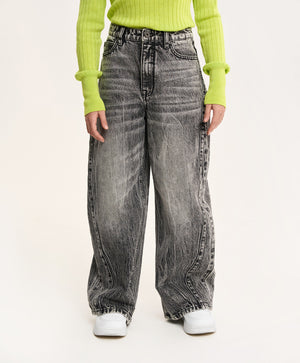 Gulliver Washed Gray Wide-Leg Jeans for Girl Junior- Imba