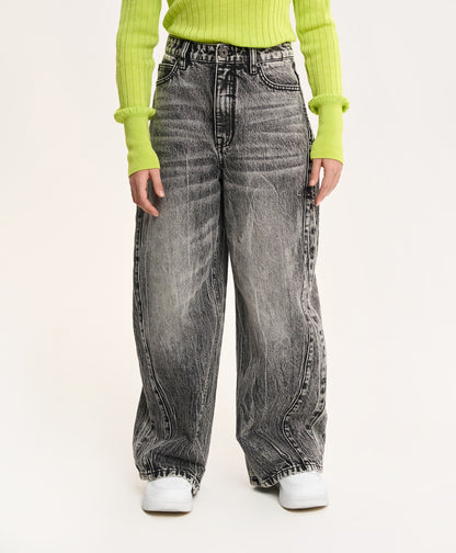 Gulliver Washed Gray Wide-Leg Jeans for Girl Junior- Imba