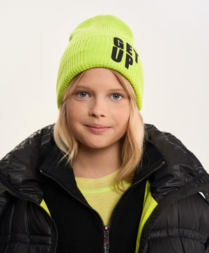 Gulliver Lime Green Double-Layer Knitted Beanie with Print for Girl Junior- Imba