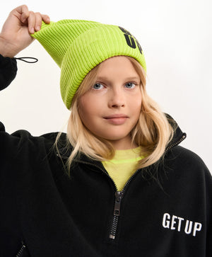 Gulliver Lime Green Double-Layer Knitted Beanie with Print for Girl Junior- Imba