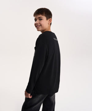 Gulliver Black Long-Sleeve Top with Embossed Print for Boy Junior- Uffizi