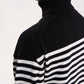 Gulliver Black and White Striped Knitted Turtleneck for Boy Junior- Uffizi