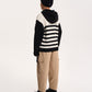 Gulliver Black and White Striped Knitted Hoodies for Boy Junior- Uffuzi