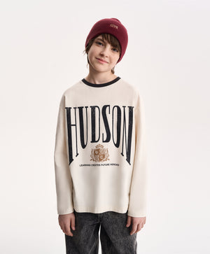 Gulliver Milky Long-Sleeve Top with Print for Boy Junior-Campus