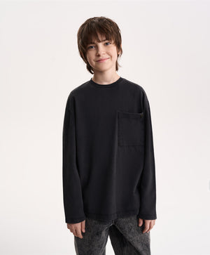 Gulliver Graphite Long-Sleeve Top with Washed Effect for Boy Junior-Campus