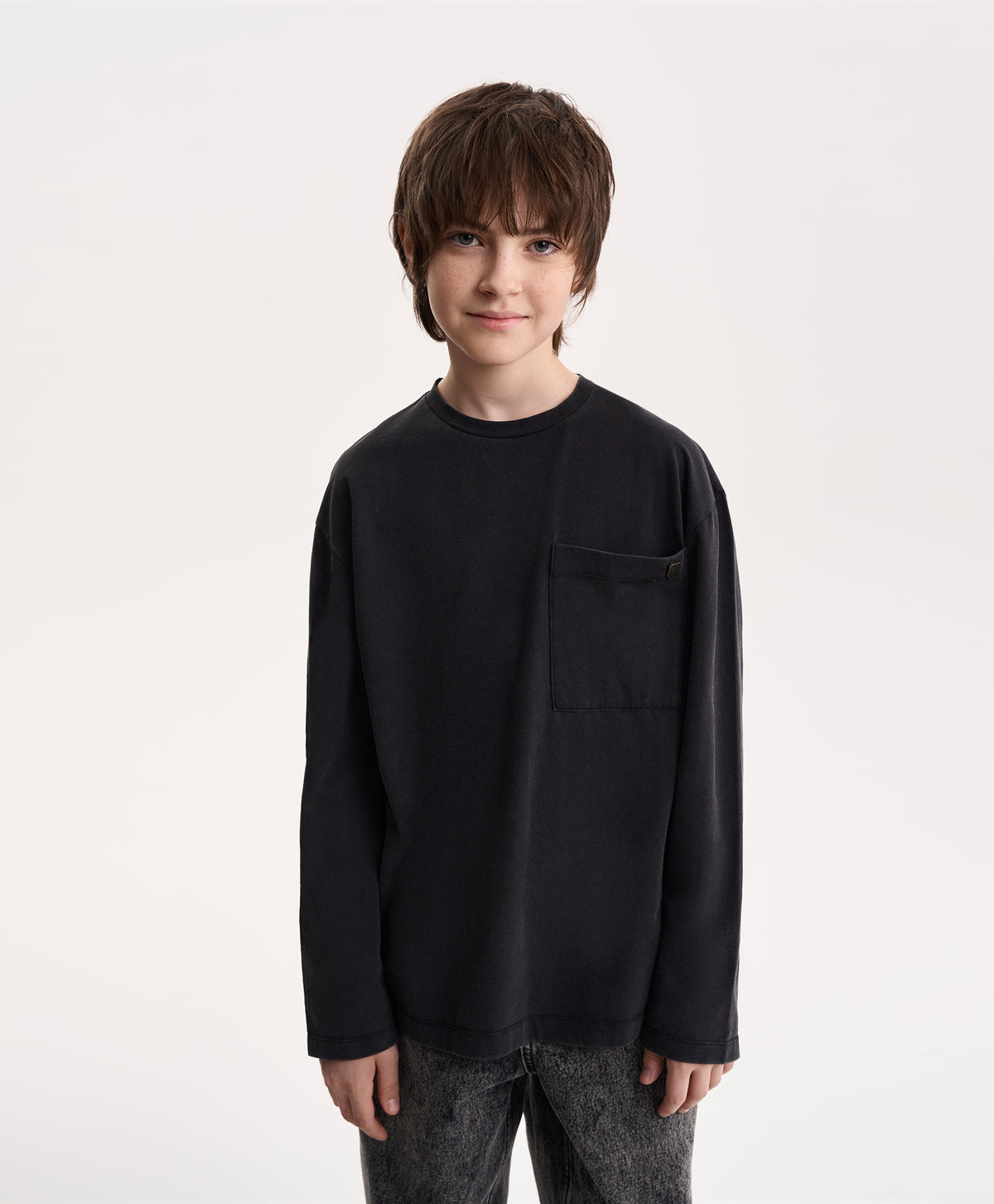 Gulliver Graphite Long-Sleeve Top with Washed Effect for Boy Junior-Campus