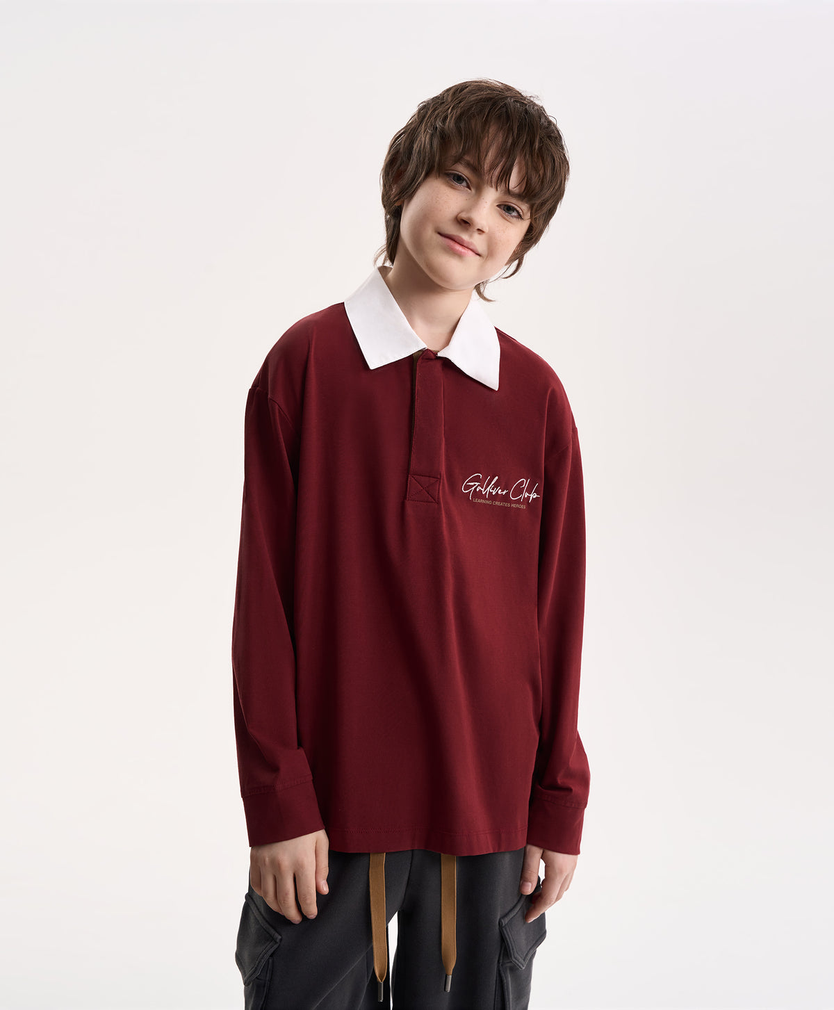 Gulliver Burgundy Polo Shirt with Embroidery and Print for Boy Junior-Campus
