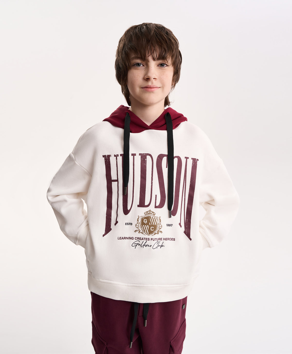Gulliver Milky color Hoodie with Print and Embroidery for Boy Junior-Campus