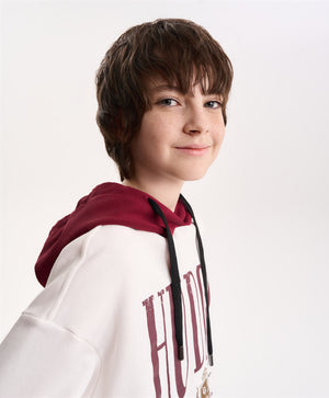 Gulliver Milky color Hoodie with Print and Embroidery for Boy Junior-Campus