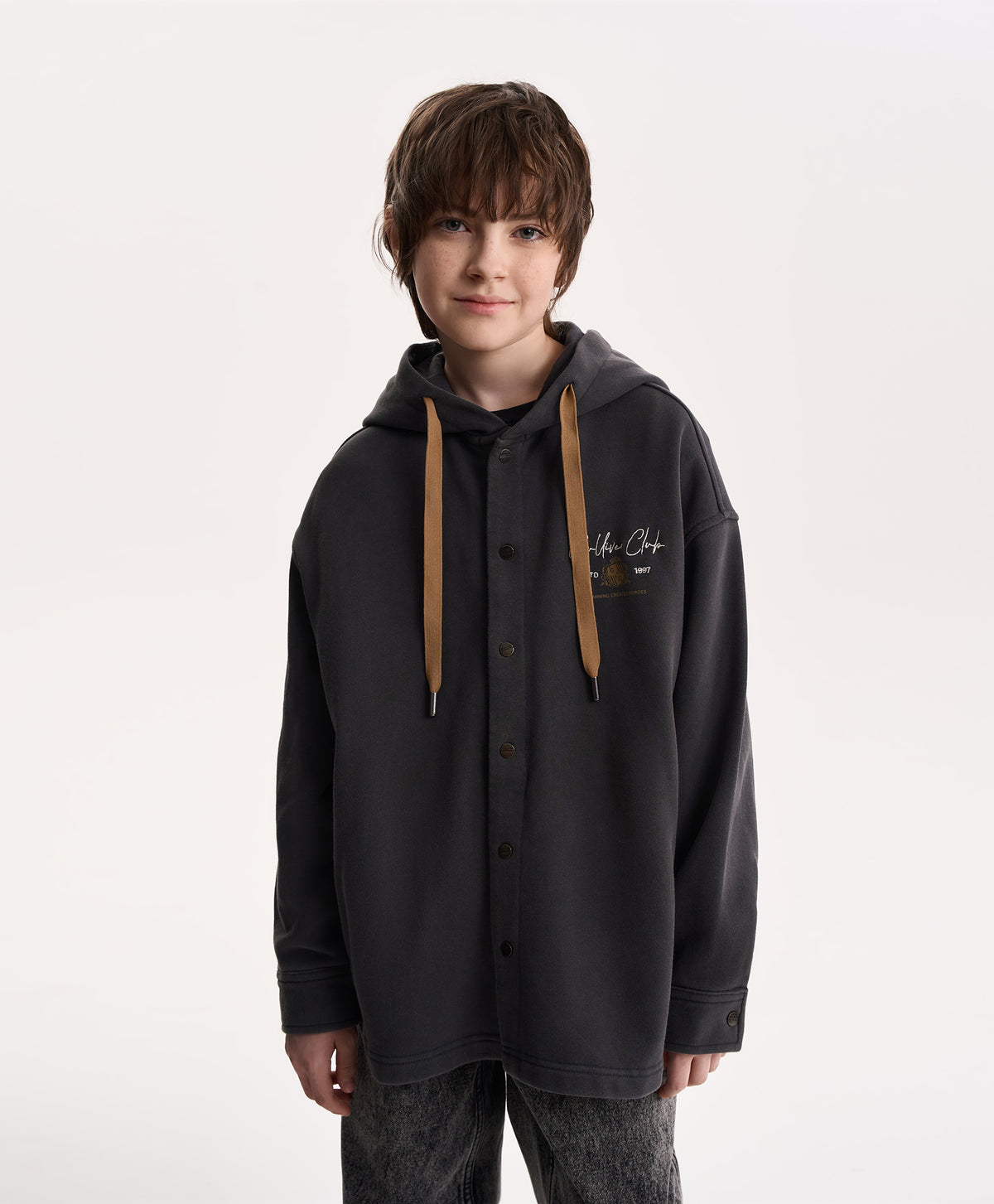 Gulliver Graphite Snap-Button Sweatshirt for Boy Junior-Campus