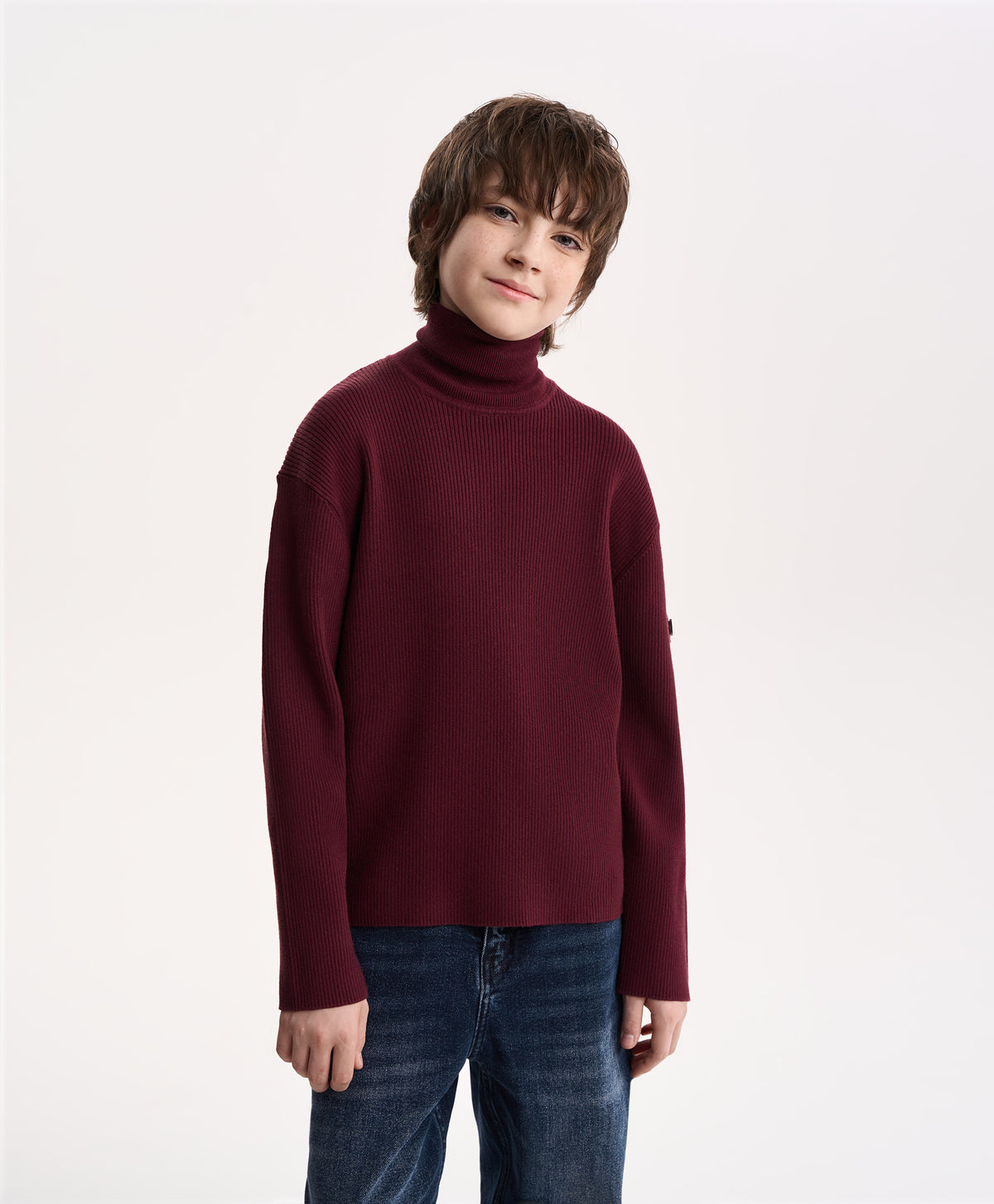 Gulliver Burgundy Ribbed Knitted Turtleneck for Boy Junior-Campus