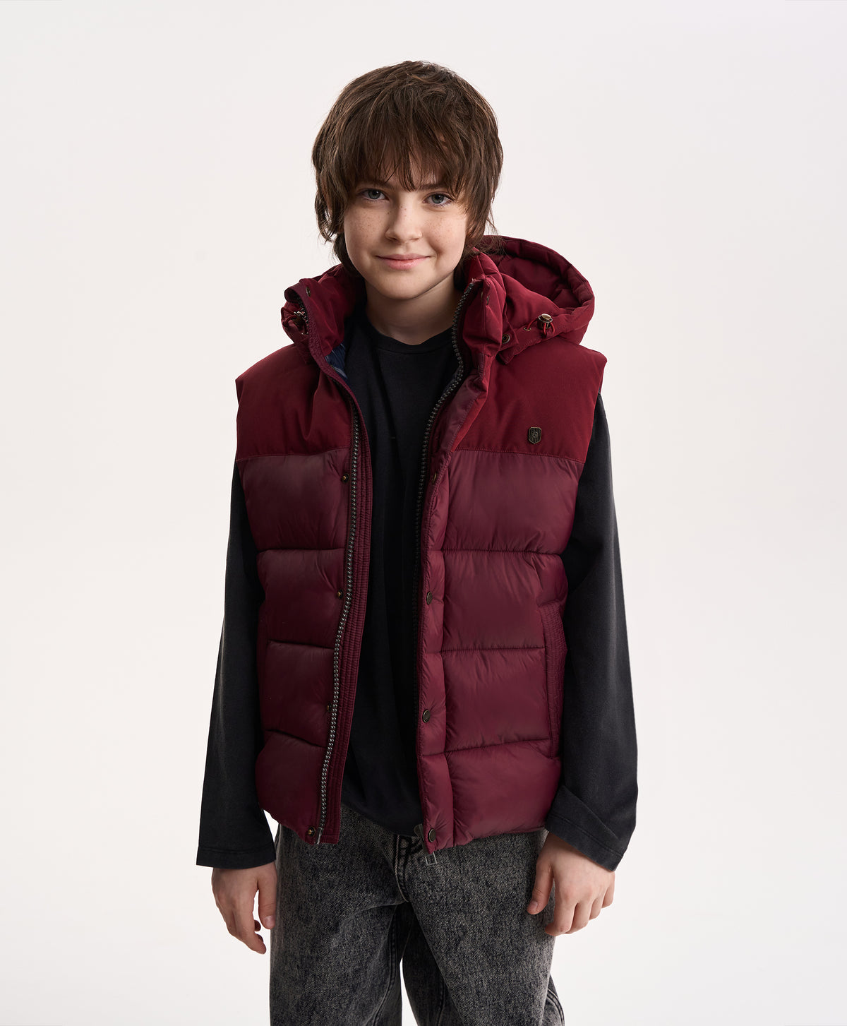 Gulliver Burgundy Insulated Quilted Demi-Season Vest for Boy Junior-Campus